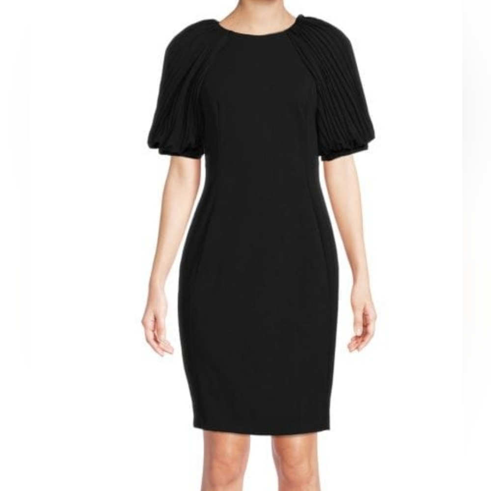 CALVIN KLEIN Pleated-Sleeve Sheath Dress
